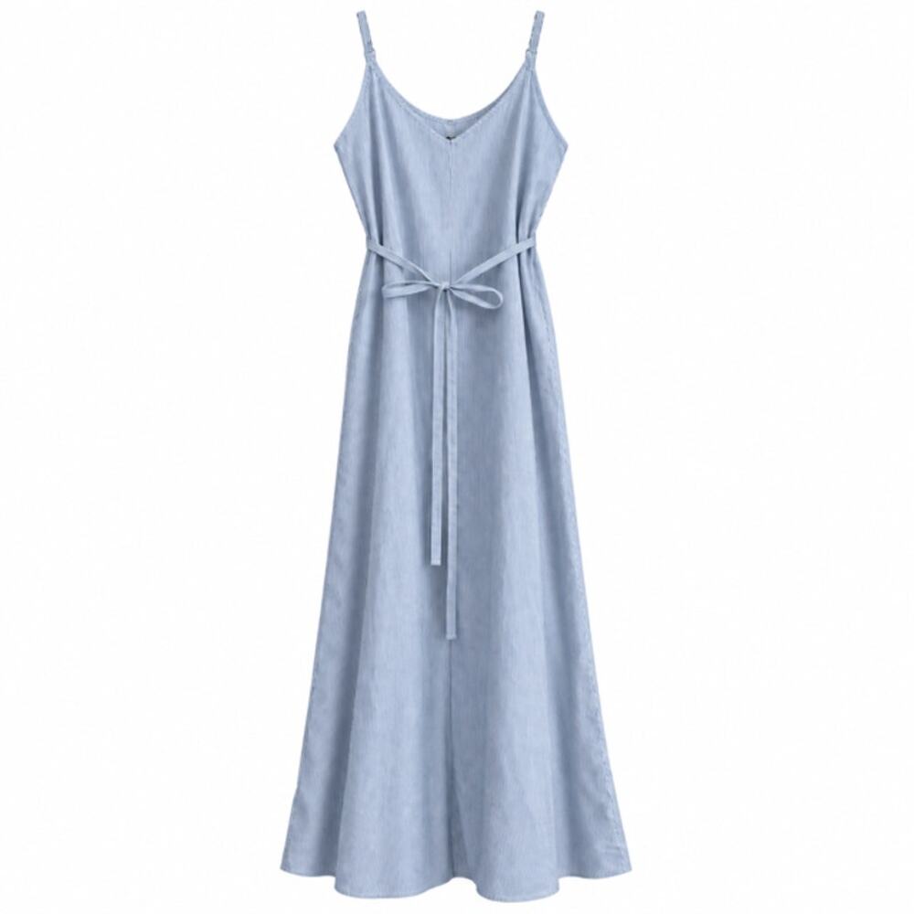 Buck Mason NWT Mainstay Cotton Maxi Slip Dress Pebble Beach Stripe Large